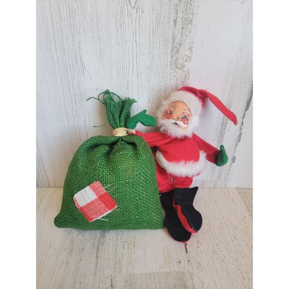 Vintage Annalee Santa Claus gift burlap sack xmas - Picture 4 of 7